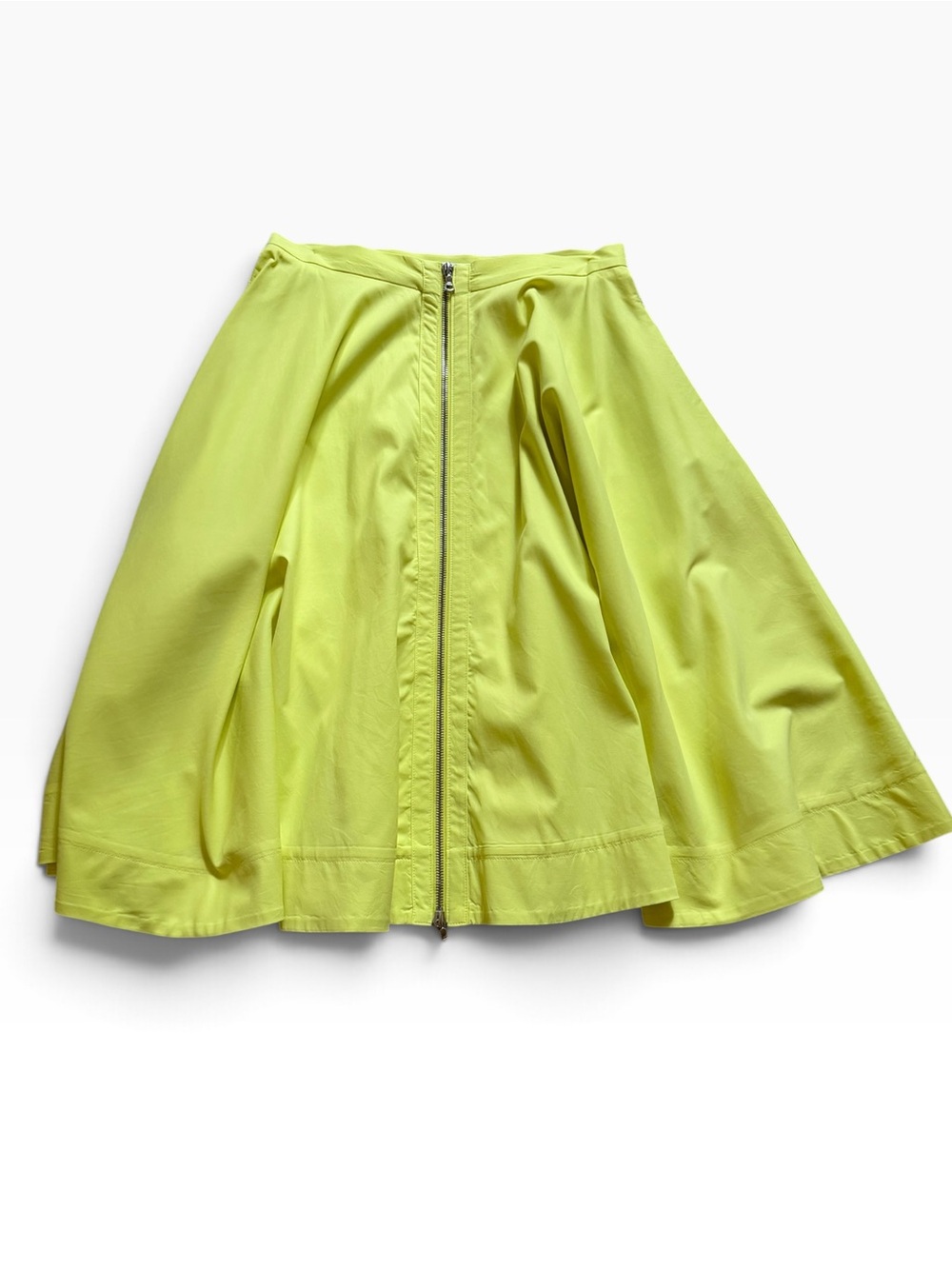 Elizabeth and James Neon Yellow High waisted Full Zip Flared Skirt Sample Sz S